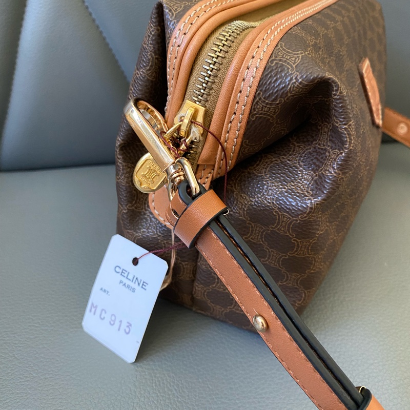全新未使用的閒置品 Celine vintage焦糖棕雲朵包手拿斜背包-4