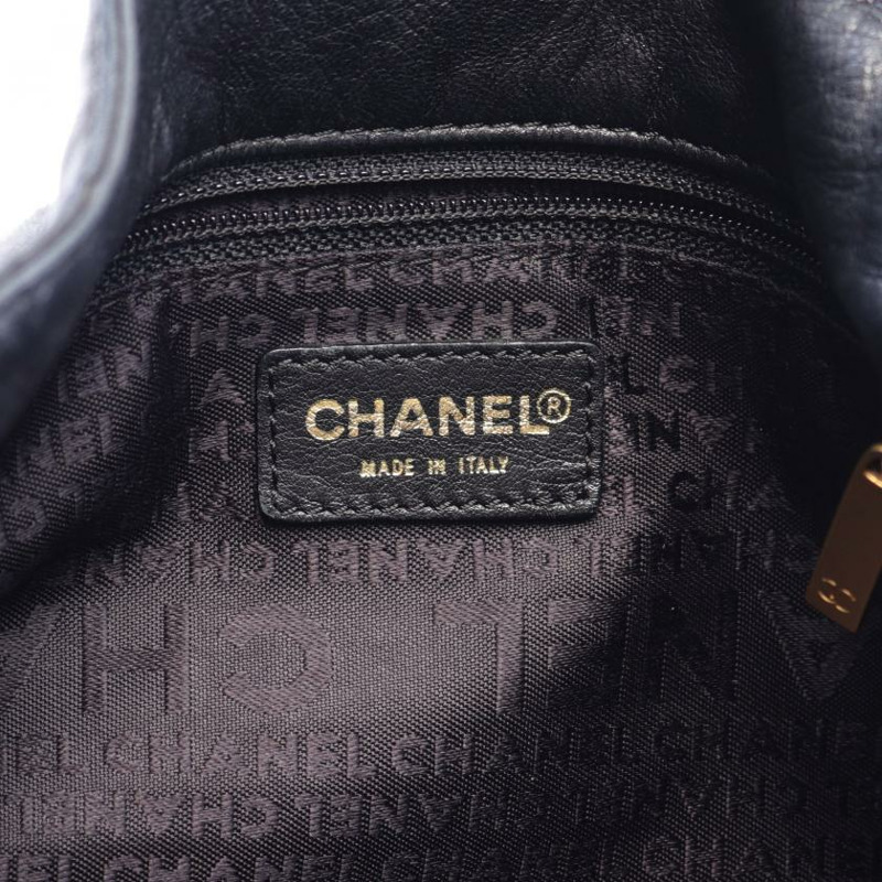 【日本直送】 中古CHANEL[B]雙C標誌 鏈條單肩包 鏈條手提包 小羊皮 黑色 黃金五金-3