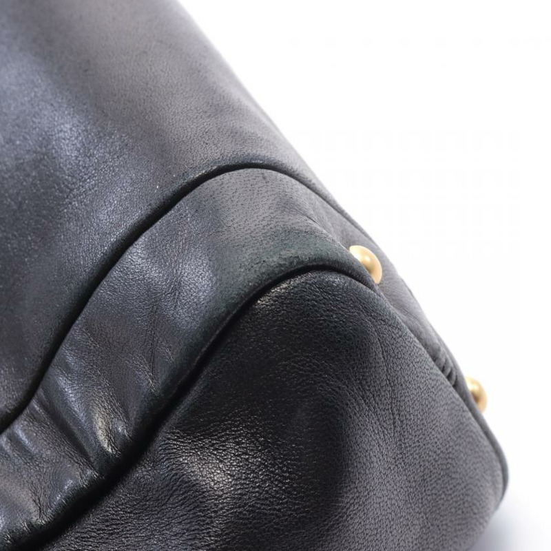 【日本直送】 中古CHANEL[B]雙C標誌 鏈條單肩包 鏈條手提包 小羊皮 黑色 黃金五金-5