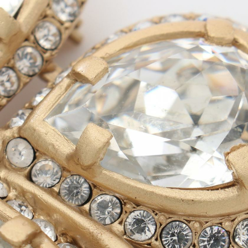 【日本直送】 中古CHANEL[B]胸針 四葉草 鍍金 釘珠 萊茵石 金色 透明 01C-6