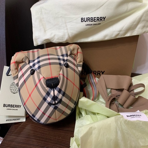 全新未使用  少見款 BURBERRY Vintage Check ECONYL Thomas 小熊包 格紋 斜背包 側背包 肩背包