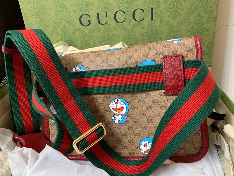 暑期特賣 聯名款 GUCCi x Doraemon 哆啦A夢 斜背包 側背包 胸口包 腰包 GG Supreme-2