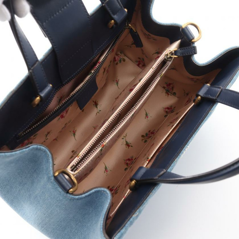 【日本直送】 中古GUCCI[A]GG Marmont 手提包 丹寧布 真皮 淺藍色 藍色 兩用款-2