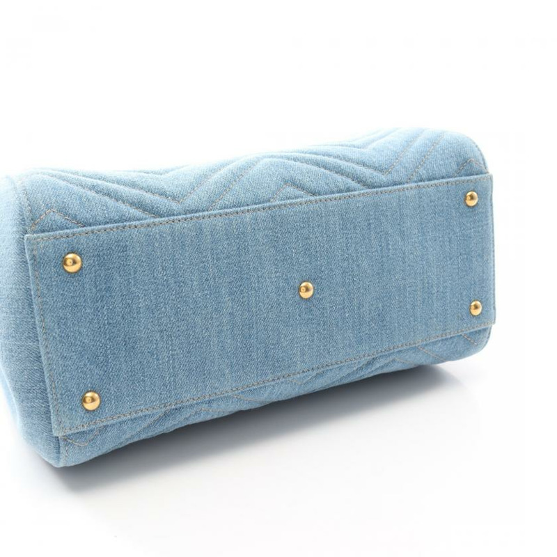 【日本直送】 中古GUCCI[A]GG Marmont 手提包 丹寧布 真皮 淺藍色 藍色 兩用款-5