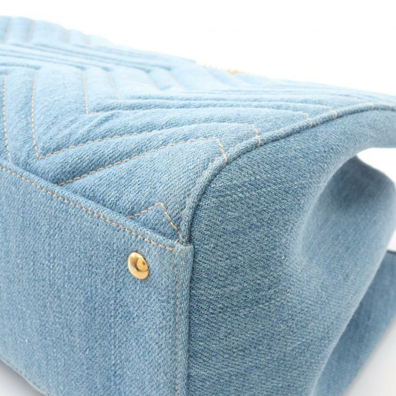 【日本直送】 中古GUCCI[A]GG Marmont 手提包 丹寧布 真皮 淺藍色 藍色 兩用款-7