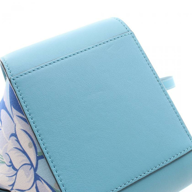 【日本直送】 中古LOEWE[AB]LOEWE × Paula's Ibiza HAMMOCK 巾著包 迷你 真皮帆布手提包 淺藍色 多彩色 兩用款-6