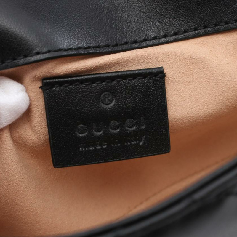 【日本直送】 中古GUCCI[AB]GG Marmont  迷你小包 鏈條真皮肩包 黑色-3