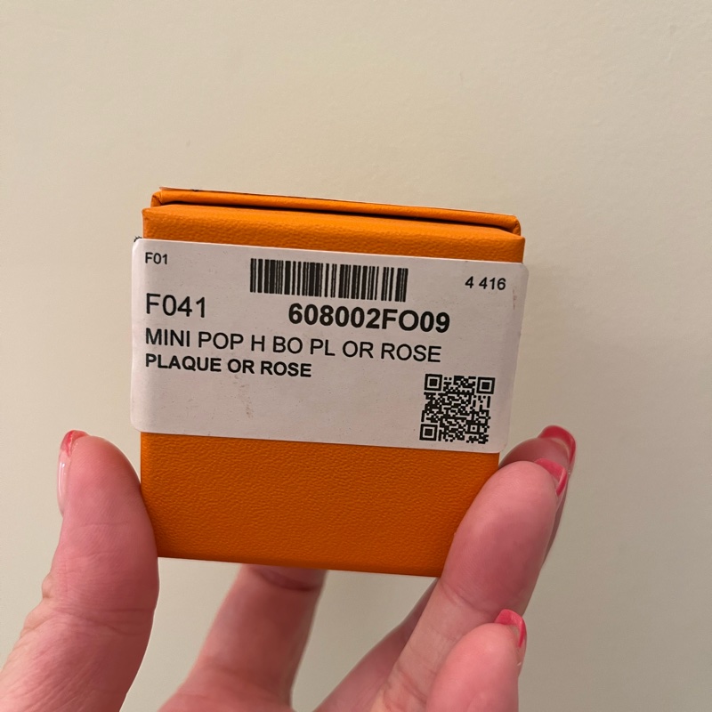 現貨商品 全配商品 台灣購證 Hermes 經典mini pop H 粉色玫瑰金耳環-7