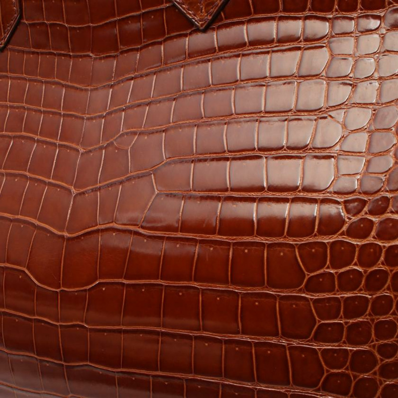 【日本直送】 中古HERMES[AB]Birkin 鉑金包35 手提包 鱷魚皮 灣鱷皮 淺棕色 銀色五金 □K刻印-12