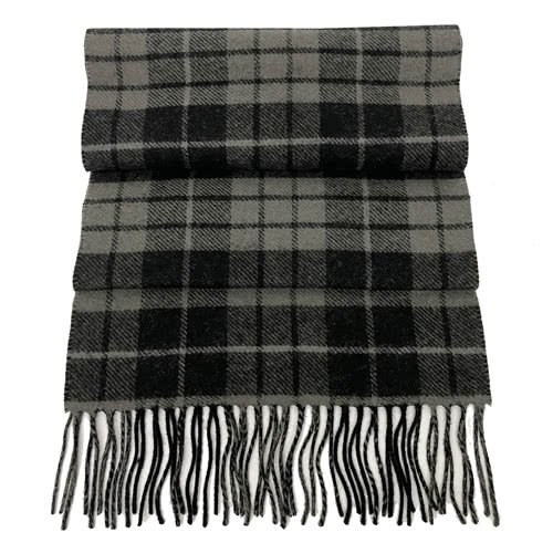 【COACH】馬車&格紋羊毛流蘇圍巾(黑灰)-2