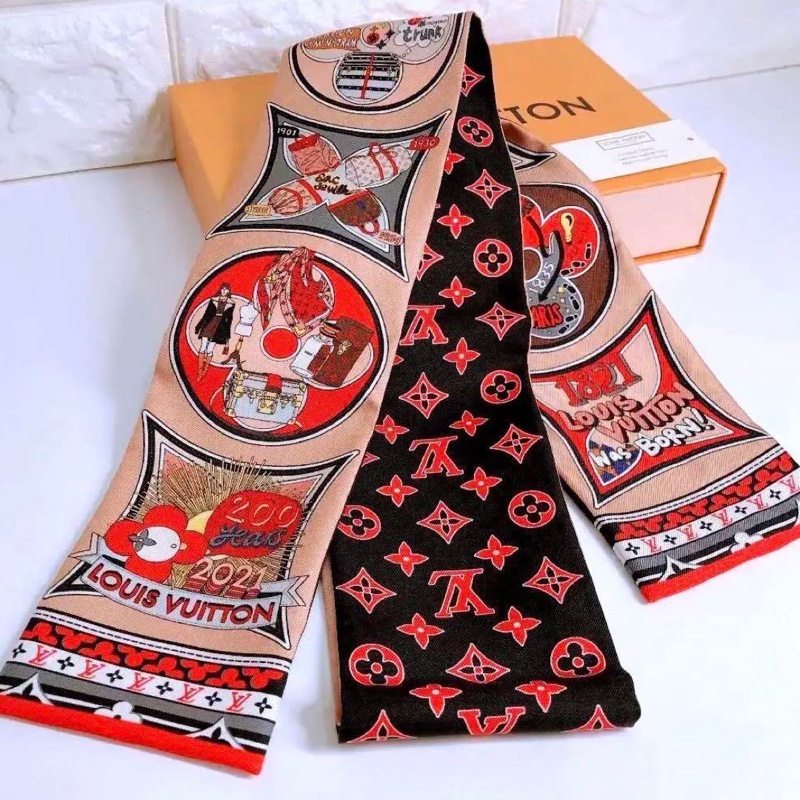 近全新全配正品✨LV monogram confidential長絲巾老花雙面配色200週年紀念款-4