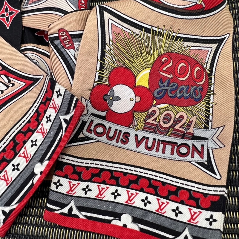 近全新全配正品✨LV monogram confidential長絲巾老花雙面配色200週年紀念款-9