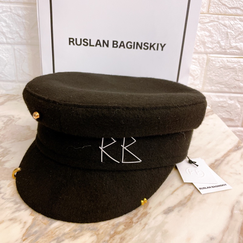 全新真品✨ RUSLAN BAGINSKIY RB 羊毛 貝雷帽 報童帽 帽子 黑色經典款-0