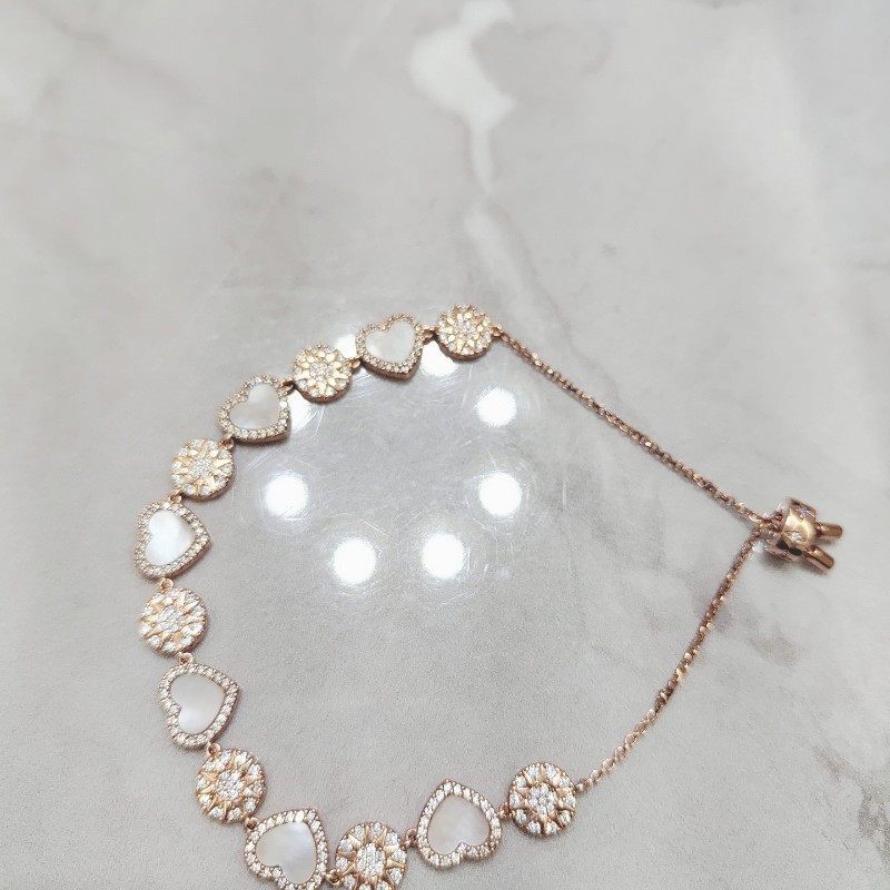 APM粉母貝愛心可調節手鏈-2