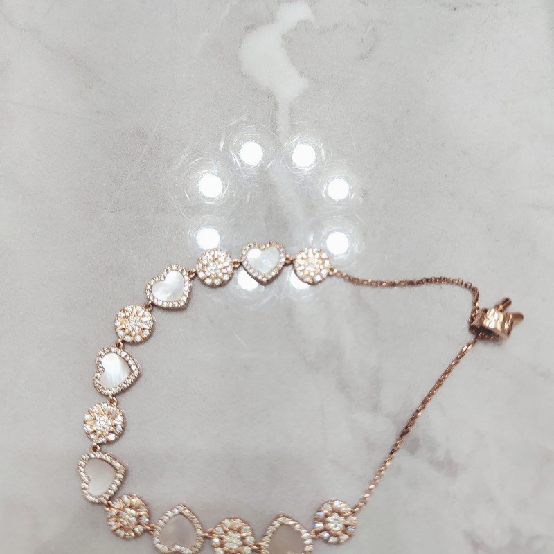 APM粉母貝愛心可調節手鏈-4