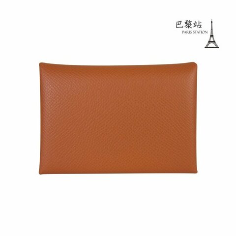 【巴黎站二手名牌專賣店】＊全新現貨＊HERMES愛馬仕真品＊B刻Calvi Duo棕色卡包 零錢包 短夾