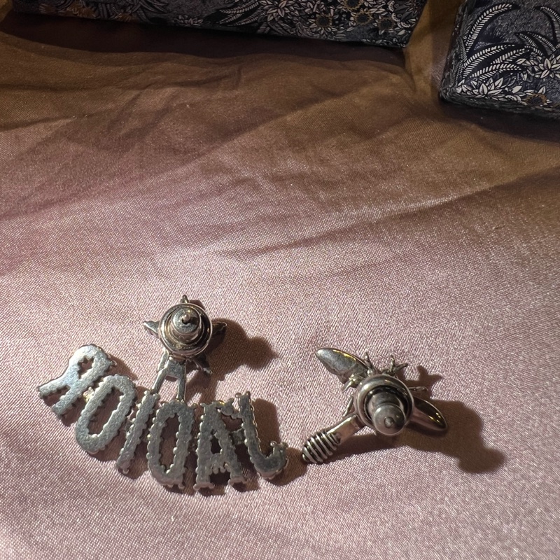 DIOR 經典LOGO水鑽蜜蜂不對稱復古銀針式耳環/幾乎全新-8