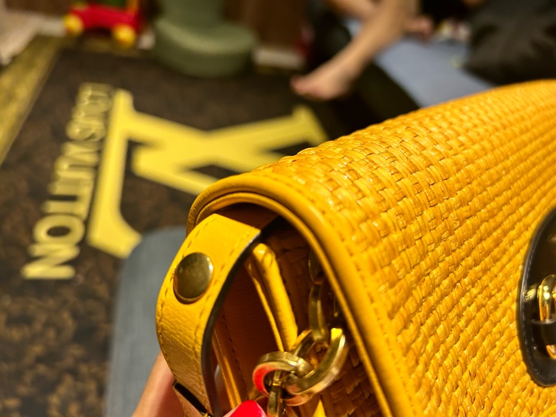 GUCCI Horsebit 1955 招財黃草編鍊袋包-1