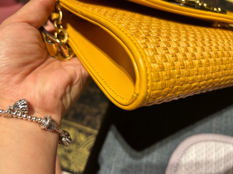 GUCCI Horsebit 1955 招財黃草編鍊袋包-2