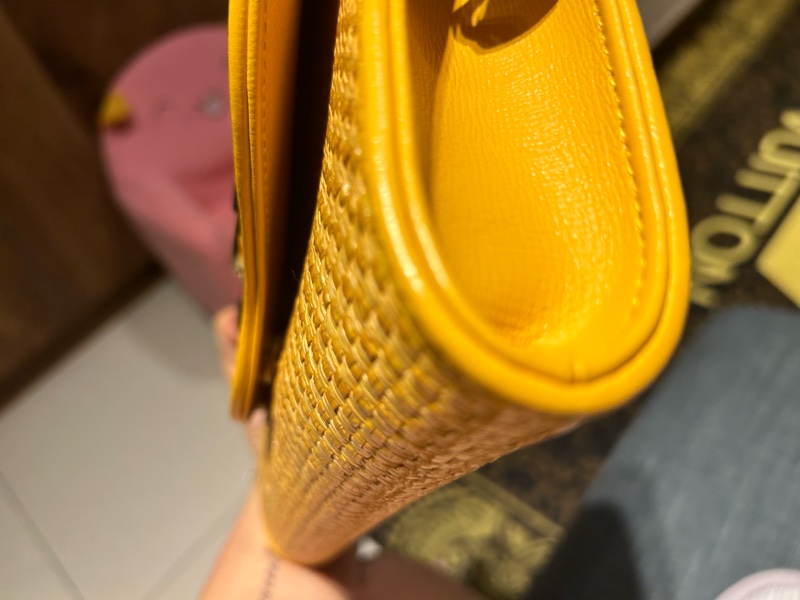 GUCCI Horsebit 1955 招財黃草編鍊袋包-3