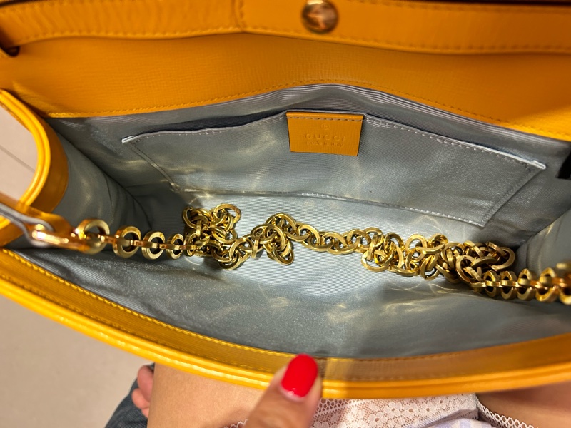 GUCCI Horsebit 1955 招財黃草編鍊袋包-6