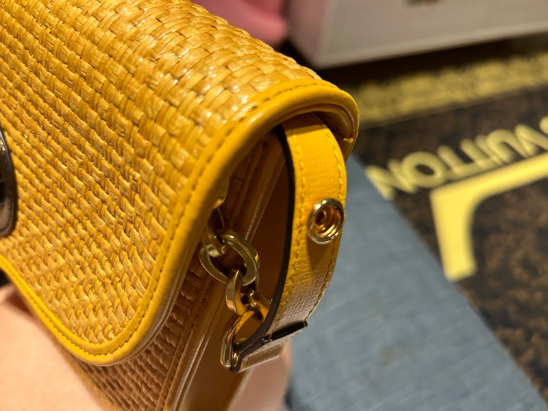 GUCCI Horsebit 1955 招財黃草編鍊袋包-11