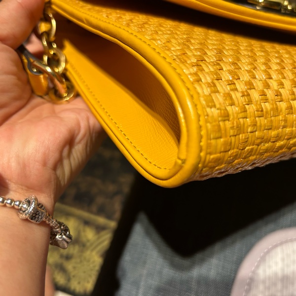 GUCCI Horsebit 1955 招財黃草編鍊袋包-13