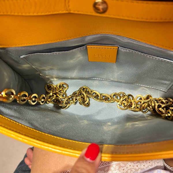 GUCCI Horsebit 1955 招財黃草編鍊袋包-14