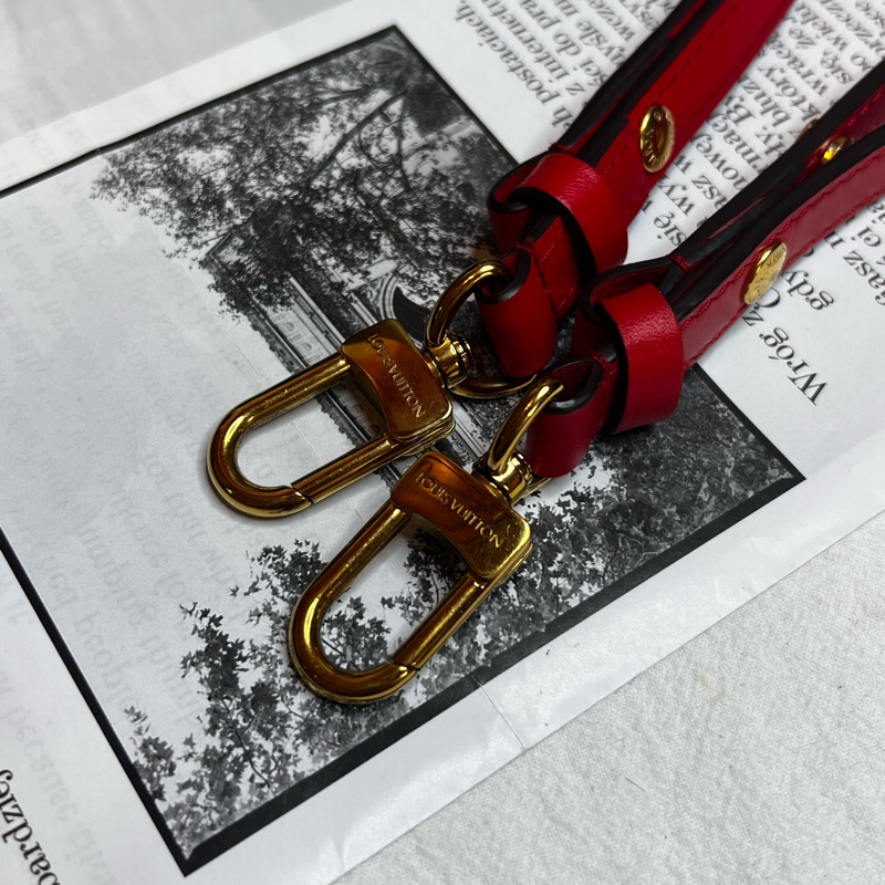 LV 經典Neonoe系列Monogram帆布印花牛皮鑲飾束口斜背/肩背水桶包-紅色-15