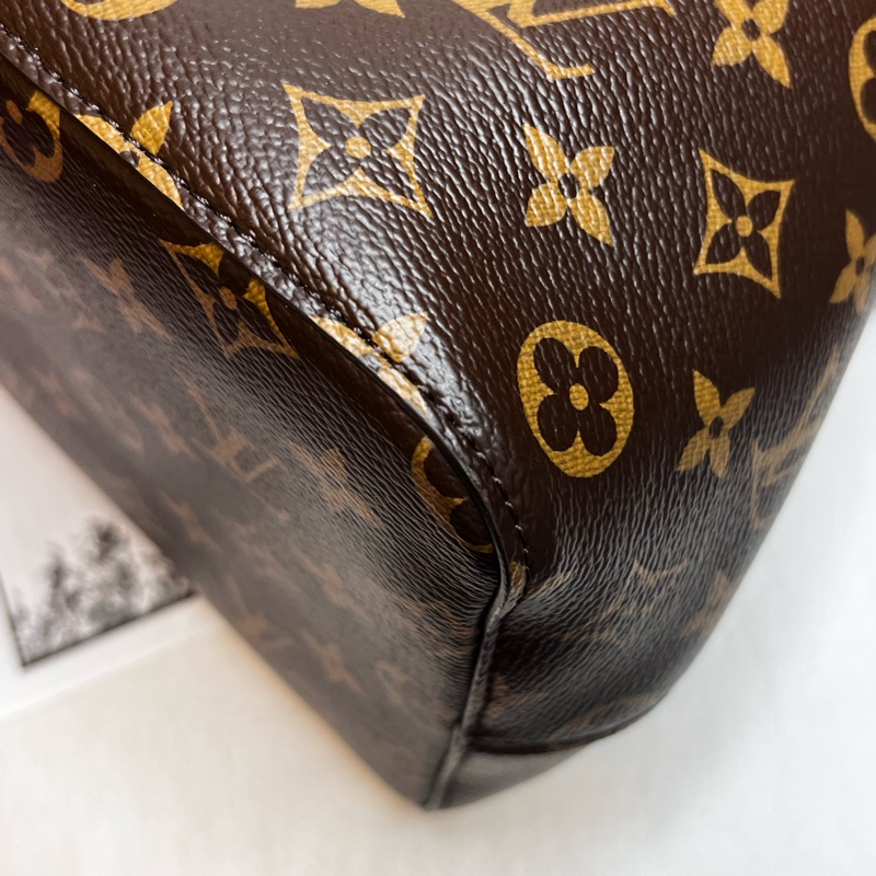 LV 經典Neonoe系列Monogram帆布印花牛皮鑲飾束口斜背/肩背水桶包-紅色-18