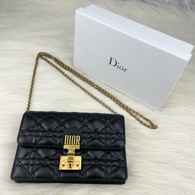 Dior DIORADDICT 頂級小羊皮籐格紋晚宴包  斜背包  手拿包  WOC  （黑色)-7