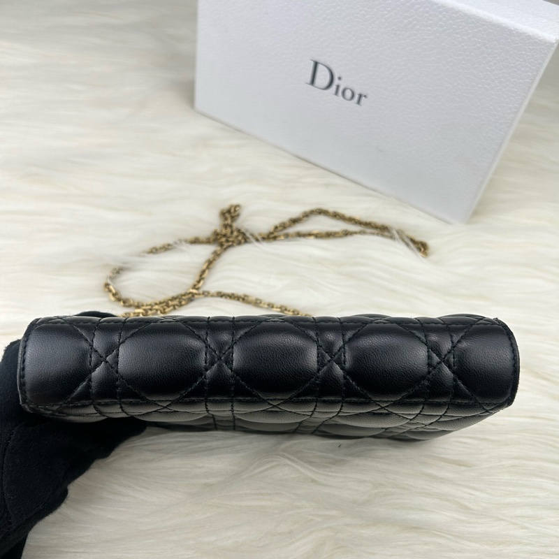 Dior DIORADDICT 頂級小羊皮籐格紋晚宴包  斜背包  手拿包  WOC  （黑色)-15