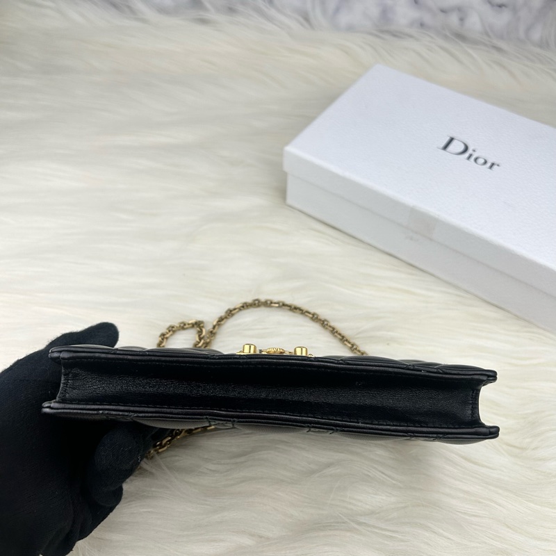 Dior DIORADDICT 頂級小羊皮籐格紋晚宴包  斜背包  手拿包  WOC  （黑色)-20