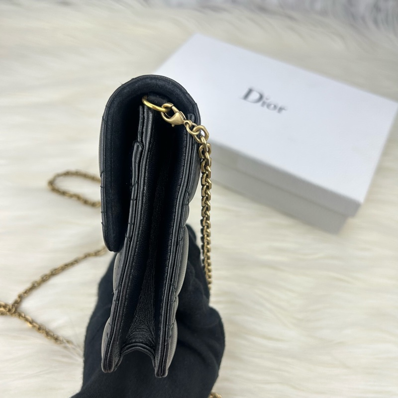 Dior DIORADDICT 頂級小羊皮籐格紋晚宴包  斜背包  手拿包  WOC  （黑色)-21