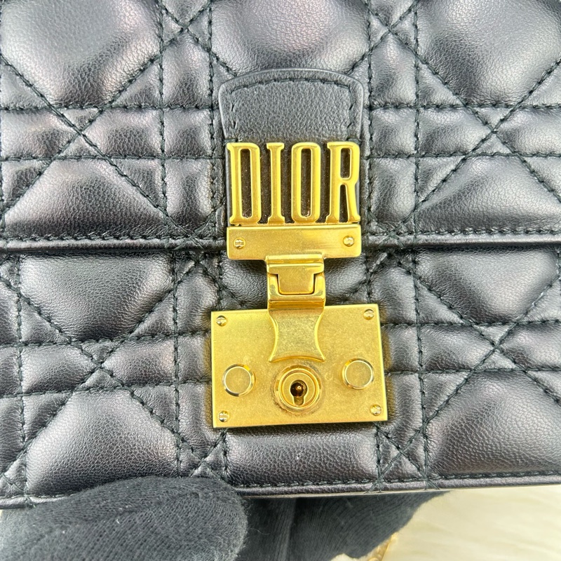 Dior DIORADDICT 頂級小羊皮籐格紋晚宴包  斜背包  手拿包  WOC  （黑色)-23
