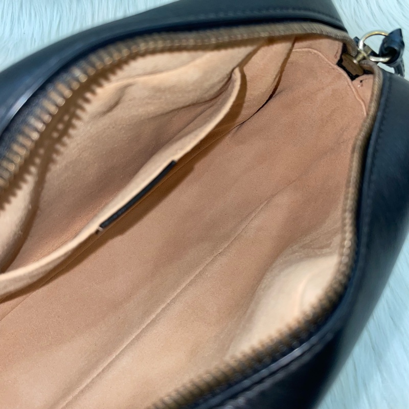 Gucci 447632黑牛皮馬夢拉鍊斜背相機包Marmont-13