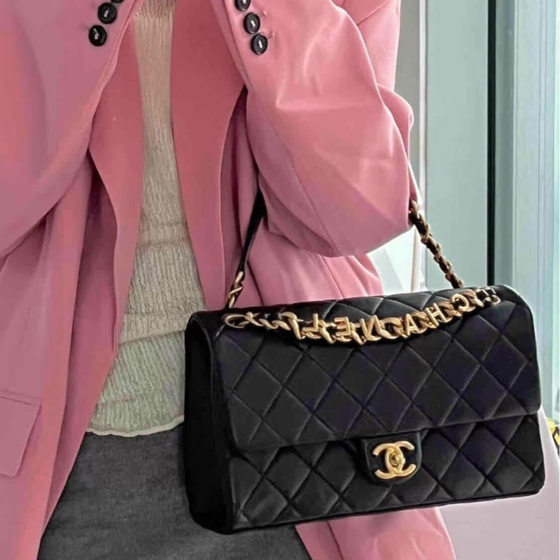 香奈兒(Chanel)女包23P菱格紋小羊皮中號鏈條包翻蓋包單肩斜挎包AS3897 B10384 94305-10