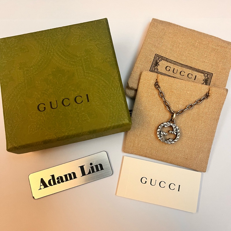 Gucci 經典雙G雕花仿舊項鍊-3