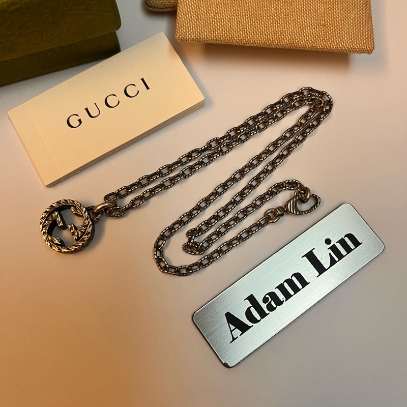 Gucci 經典雙G雕花仿舊項鍊-4