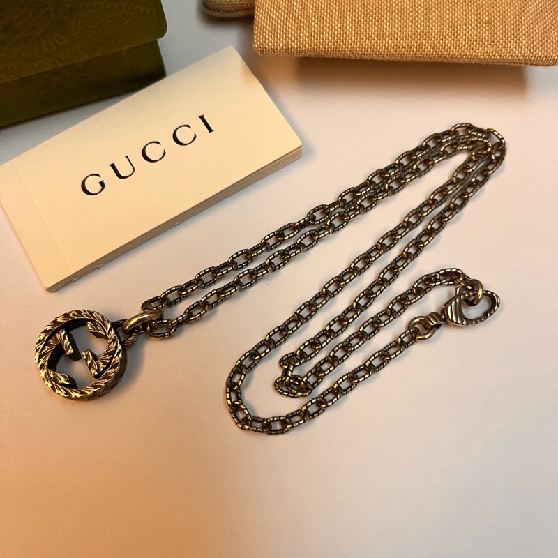 Gucci 經典雙G雕花仿舊項鍊-5