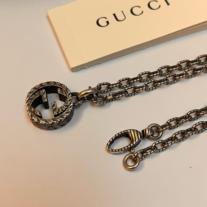 Gucci 經典雙G雕花仿舊項鍊-13