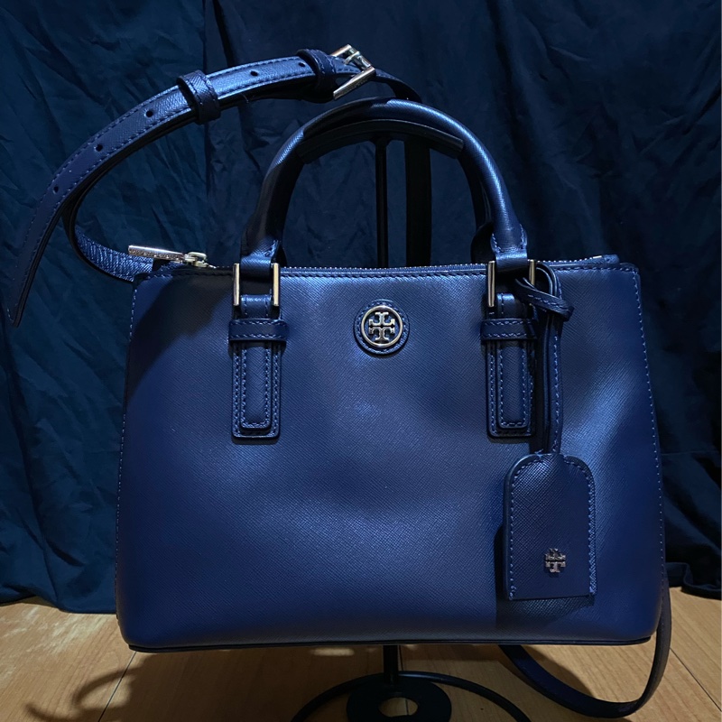 TORY BURCH 藍皮革手提側背包-0