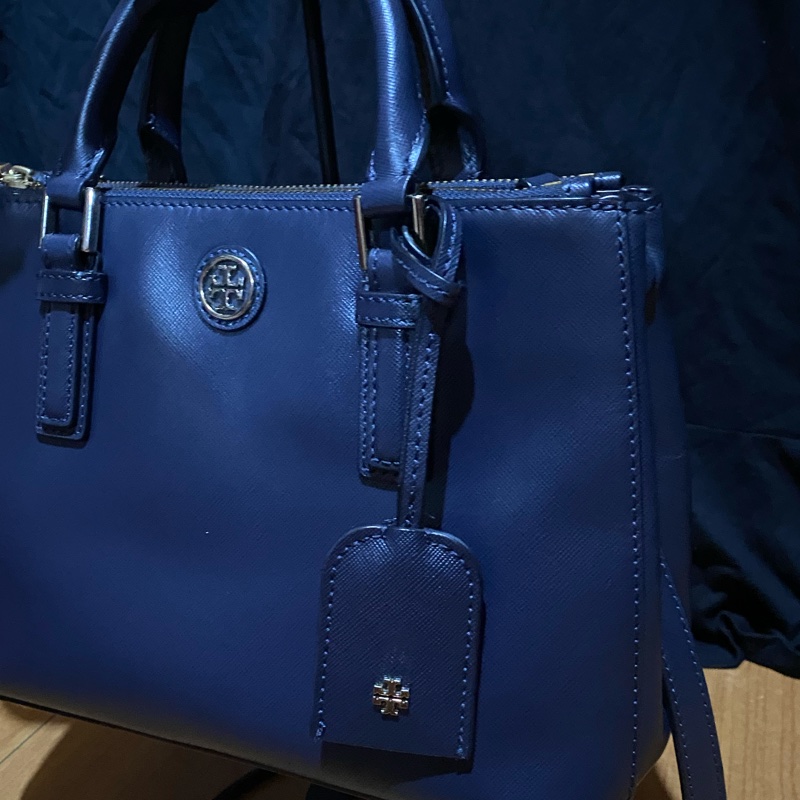 TORY BURCH 藍皮革手提側背包-1