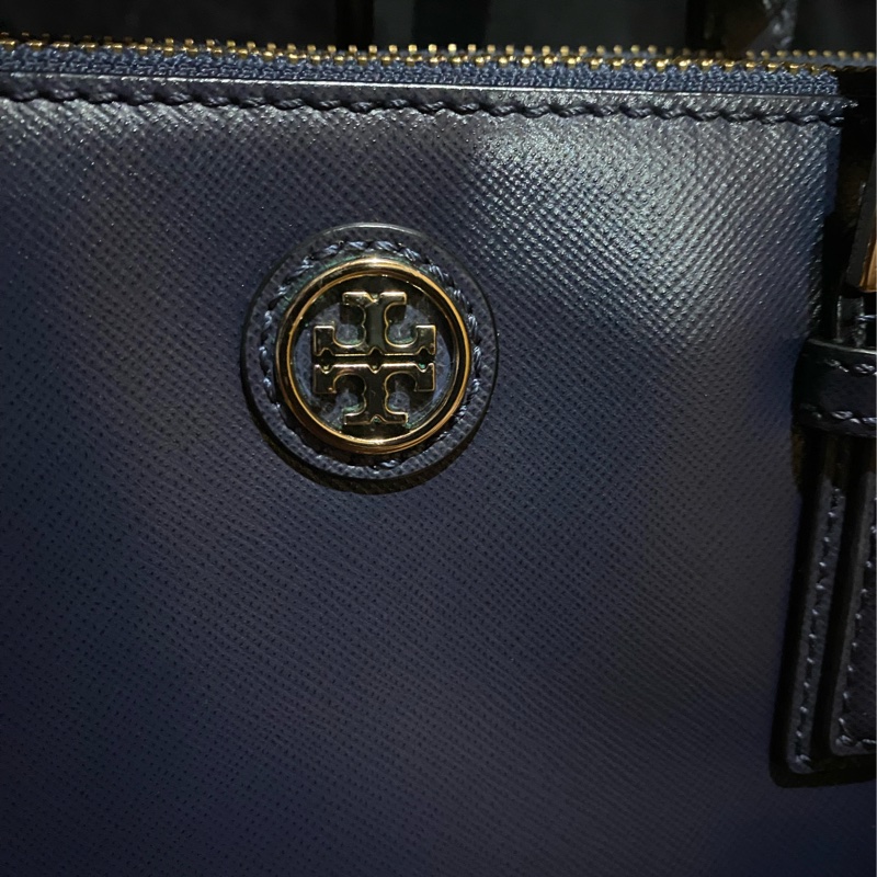 TORY BURCH 藍皮革手提側背包-3
