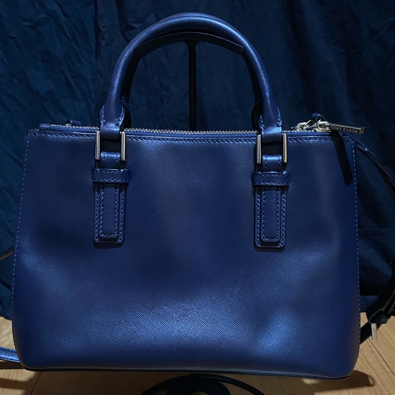 TORY BURCH 藍皮革手提側背包-4