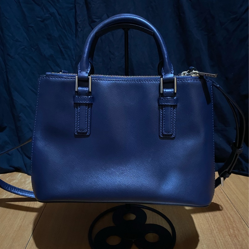 TORY BURCH 藍皮革手提側背包-8