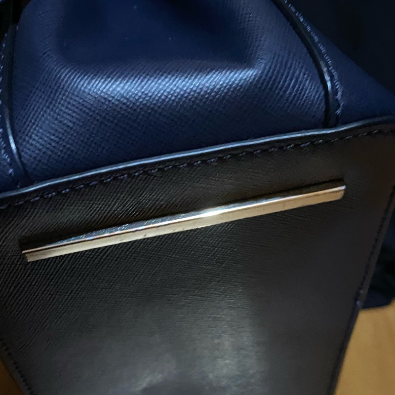 TORY BURCH 藍皮革手提側背包-10