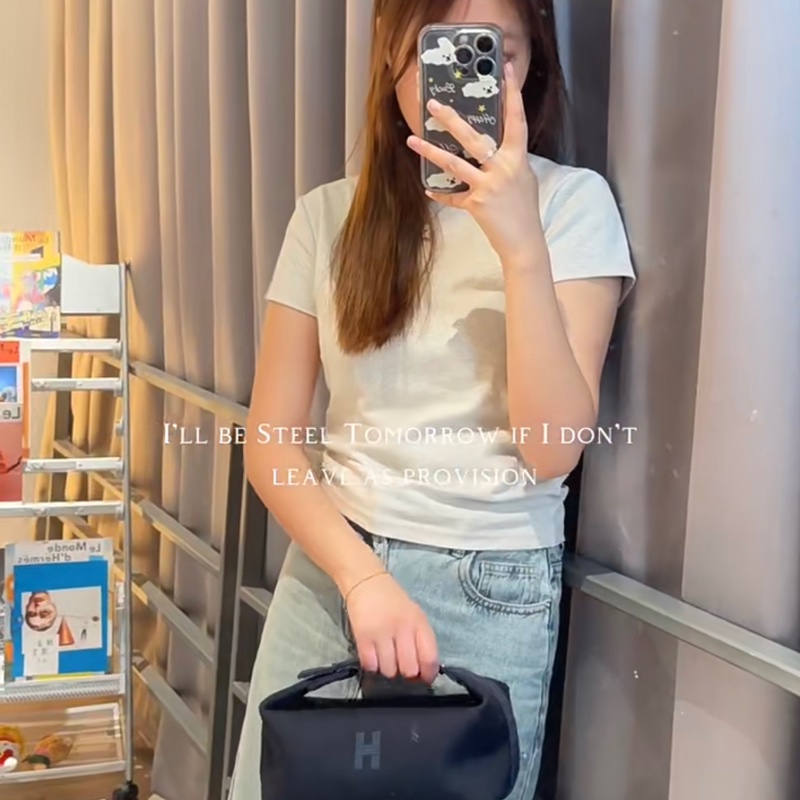 🔥雙11優惠🔥Hermès愛馬仕 Bride-a-brac pm 午夜藍編織手把帆布便當包洗漱包 黑/小號/銀釦/盒裝版-5