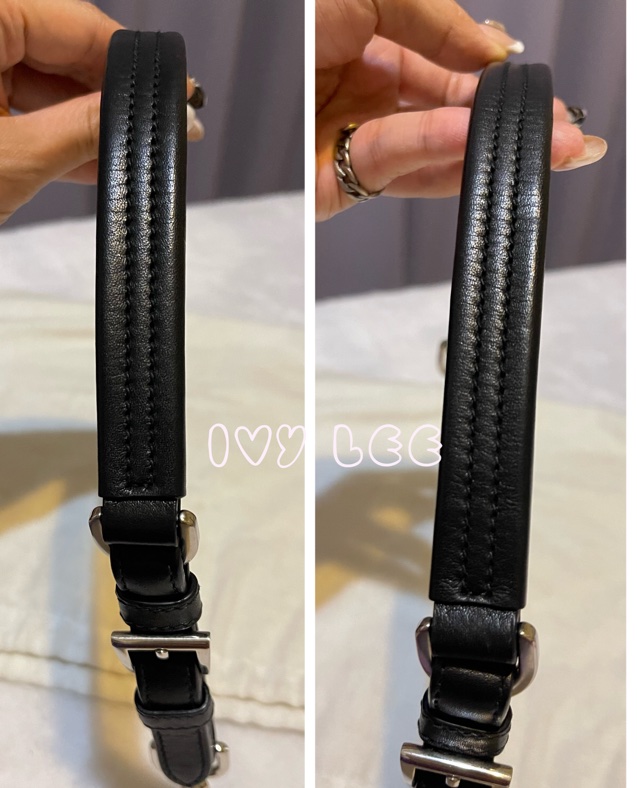 PRADA 質感黑壓紋扣式皮革 尼龍 腋下包 流蘇吊飾 肩背包 手提包  二手精品-9