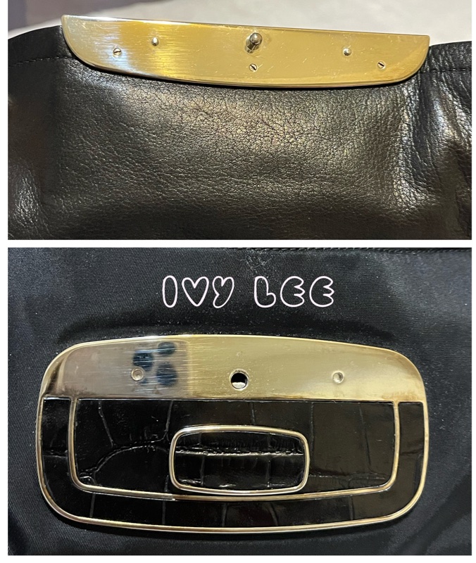 PRADA 質感黑壓紋扣式皮革 尼龍 腋下包 流蘇吊飾 肩背包 手提包  二手精品-13